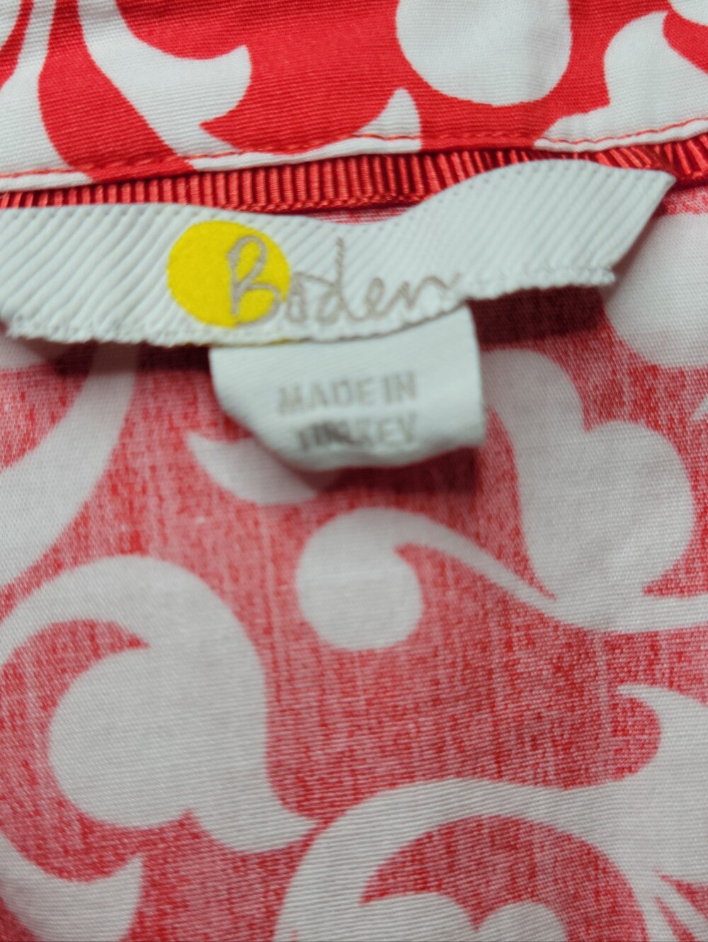 Boden Midi Shirt Dress Size 6 Coral White Full Front Hidden Buttons Pockets - Picture 5 of 12